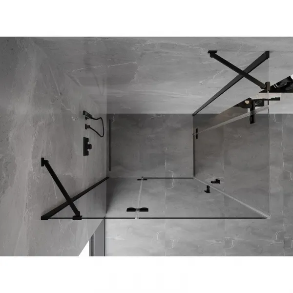 MEXEN/S - Mist H Duo sprchovací kút dvere krídlové 80 x 70, transparent, čierna 8A5-080L-070P-70-00