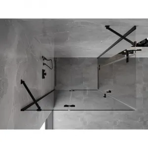 MEXEN/S - Mist H Duo sprchovací kút dvere krídlové 80 x 70, transparent, čierna 8A5-080L-070P-70-00