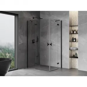 MEXEN/S - Mist H Duo sprchovací kút dvere krídlové 80 x 70, transparent, čierna 8A5-080L-070P-70-00