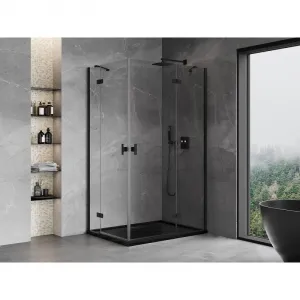 MEXEN/S - Mist H Duo sprchovací kút dvere krídlové 75 x 105, transparent, čierna 8A5-075L-105P-70-00