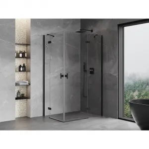 MEXEN/S - Mist H Duo sprchovací kút dvere krídlové 75 x 105, transparent, čierna 8A5-075L-105P-70-00