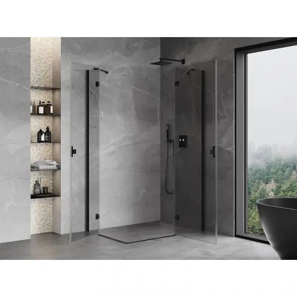 MEXEN/S - Mist H Duo sprchovací kút dvere krídlové 75 x 105, transparent, čierna 8A5-075L-105P-70-00
