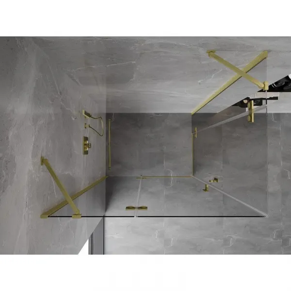 MEXEN/S - Mist H Duo sprchovací kút dvere krídlové 110 x 80, transparent, zlato kartáčovaná 8A5-110L-080P-55-00