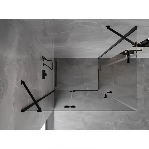 MEXEN/S - Mist H Duo sprchovací kút dvere krídlové 110 x 85, transparent, čierna 8A5-110L-085P-70-00