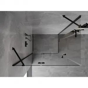 MEXEN/S - Mist H Duo sprchovací kút dvere krídlové 110 x 85, transparent, čierna 8A5-110L-085P-70-00