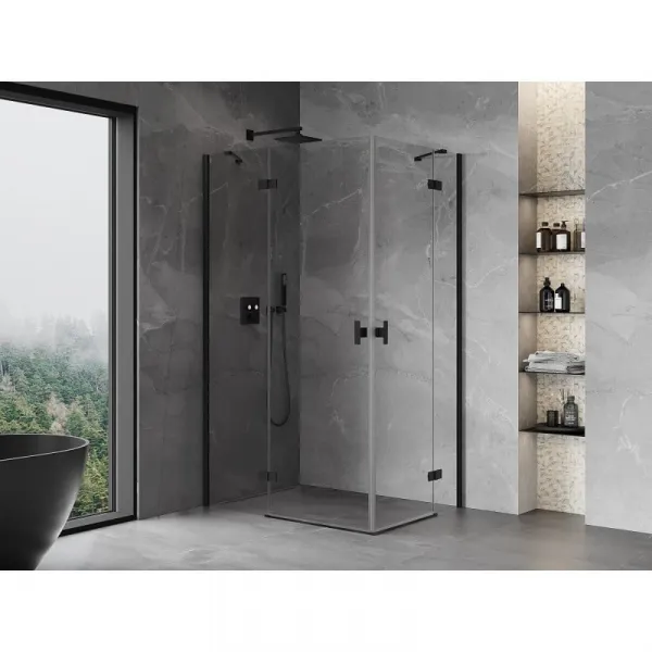 MEXEN/S - Mist H Duo sprchovací kút dvere krídlové 110 x 85, transparent, čierna 8A5-110L-085P-70-00