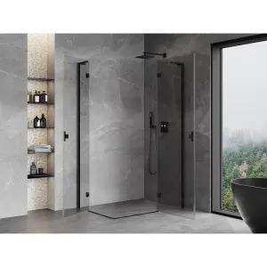 MEXEN/S - Mist-H L Duo sprchovací kút dvere krídlové 80 x 100, transparent, čierna 8A5L-080L-100P-70-00