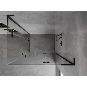 MEXEN/S - Mist-H L Duo sprchovací kút dvere krídlové 80 x 100, transparent, čierna 8A5L-080L-100P-70-00