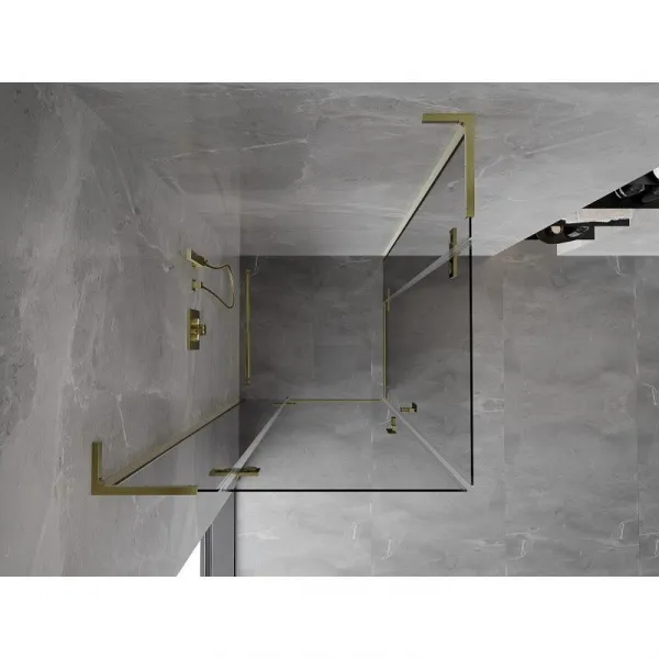MEXEN/S - Mist-H L Duo sprchovací kút dvere krídlové 80 x 80, transparent, zlato 8A5L-080L-080P-50-00