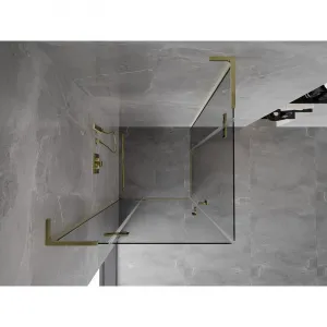 MEXEN/S - Mist-H L Duo sprchovací kút dvere krídlové 80 x 80, transparent, zlato 8A5L-080L-080P-50-00