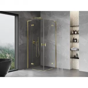 MEXEN/S - Mist-H L Duo sprchovací kút dvere krídlové 80 x 80, transparent, zlato 8A5L-080L-080P-50-00