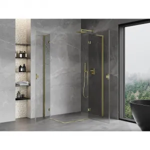 MEXEN/S - Mist-H L Duo sprchovací kút dvere krídlové 80 x 100, transparent, zlato 8A5L-080L-100P-50-00