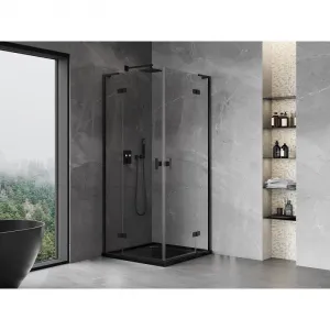 MEXEN/S - Mist-H L Duo sprchovací kút dvere krídlové 80 x 80, transparent, čierna 8A5L-080L-080P-70-00