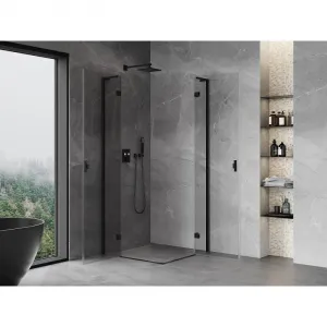 MEXEN/S - Mist-H L Duo sprchovací kút dvere krídlové 80 x 80, transparent, čierna 8A5L-080L-080P-70-00