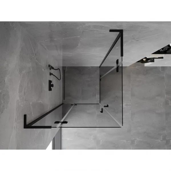 MEXEN/S - Mist-H L Duo sprchovací kút dvere krídlové 80 x 80, transparent, čierna 8A5L-080L-080P-70-00