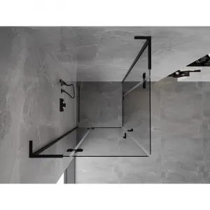 MEXEN/S - Mist-H L Duo sprchovací kút dvere krídlové 80 x 80, transparent, čierna 8A5L-080L-080P-70-00