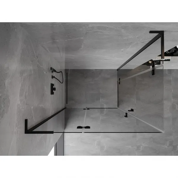 MEXEN/S - Mist-H L Duo sprchovací kút dvere krídlové 80 x 70, transparent, čierna 8A5L-080L-070P-70-00
