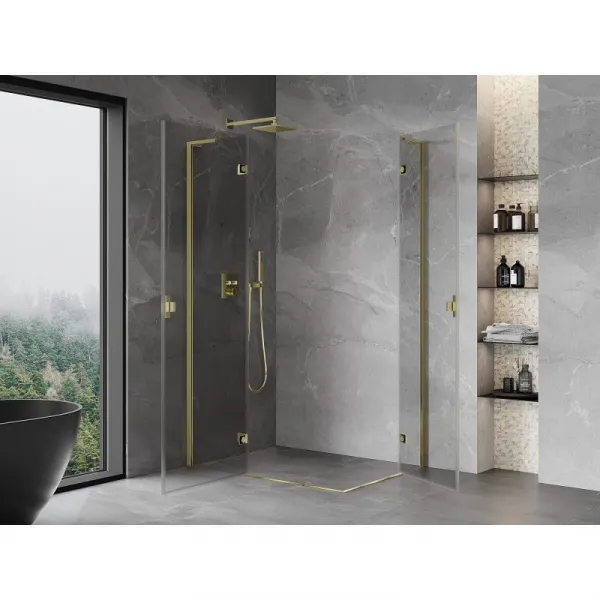 MEXEN/S - Mist-H L Duo sprchovací kút dvere krídlové 80 x 70, transparent, zlato 8A5L-080L-070P-50-00