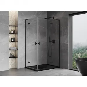 MEXEN/S - Mist-H L Duo sprchovací kút dvere krídlové 110 x 115, transparent, čierna 8A5L-110L-115P-70-00