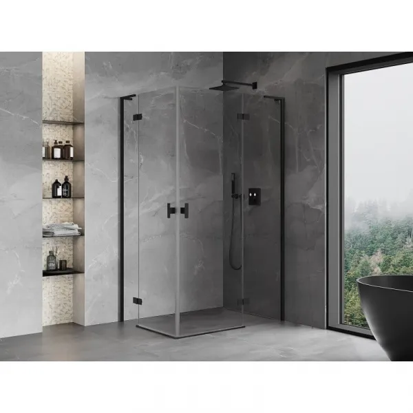 MEXEN/S - Mist-H L Duo sprchovací kút dvere krídlové 110 x 115, transparent, čierna 8A5L-110L-115P-70-00