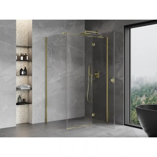 MEXEN/S - Mist HT sprchovací kút dvere krídlové pravá 100 x 80, transparent, zlato 8A5T-100-080-50-00-P