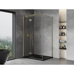 MEXEN/S - Mist HT sprchovací kút dvere krídlové ľavá 80 x 85, transparent, zlato 8A5T-080-085-50-00-L