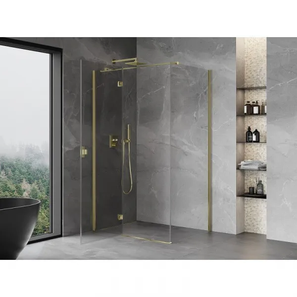 MEXEN/S - Mist HT sprchovací kút dvere krídlové ľavá 80 x 85, transparent, zlato 8A5T-080-085-50-00-L