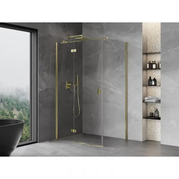 MEXEN/S - Mist HT sprchovací kút dvere krídlové ľavá 80 x 85, transparent, zlato 8A5T-080-085-50-00-L