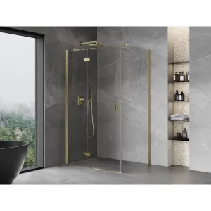 MEXEN/S - Mist HT sprchovací kút dvere krídlové ľavá 80 x 85, transparent, zlato 8A5T-080-085-50-00-L