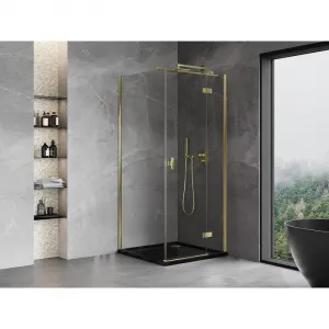 MEXEN/S - Mist HT sprchovací kút dvere krídlové pravá 80 x 80, transparent, zlato 8A5T-080-080-50-00-P