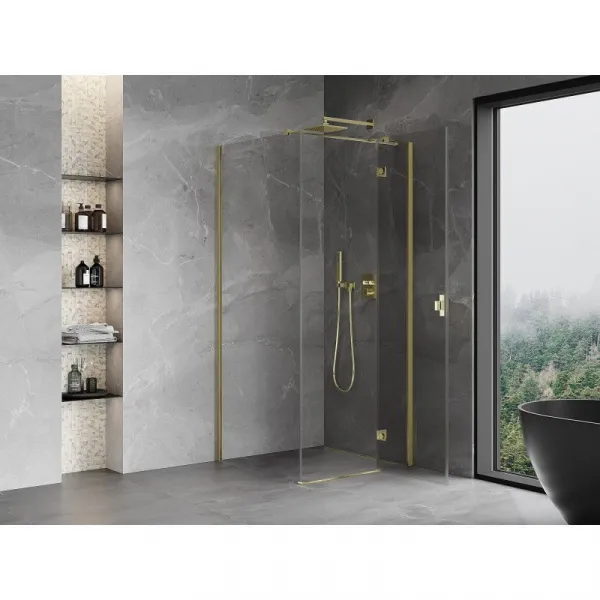MEXEN/S - Mist HT sprchovací kút dvere krídlové pravá 80 x 80, transparent, zlato 8A5T-080-080-50-00-P