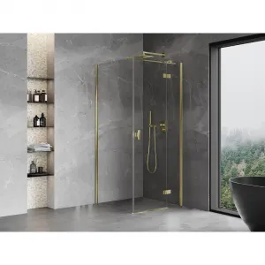 MEXEN/S - Mist HT sprchovací kút dvere krídlové pravá 80 x 80, transparent, zlato 8A5T-080-080-50-00-P