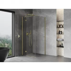 MEXEN/S - Mist HT sprchovací kút dvere krídlové ľavá 80 x 80, transparent, zlato 8A5T-080-080-50-00-L