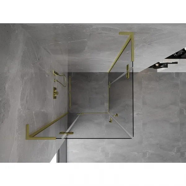 MEXEN/S - Mist-H L Duo sprchovací kút dvere krídlové 80 x 80, transparent, zlato kartáčovaná 8A5L-080L-080P-55-00
