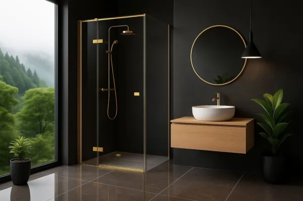 REA/S - Sprchovací kút Atlas 80x80 Brush Gold vľavo KPL-K4372