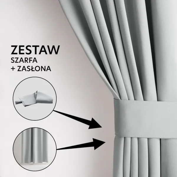 Záves AmeliaHome Blackout s multifunkčnou páskou svetlosivý, veľkosť 140x175