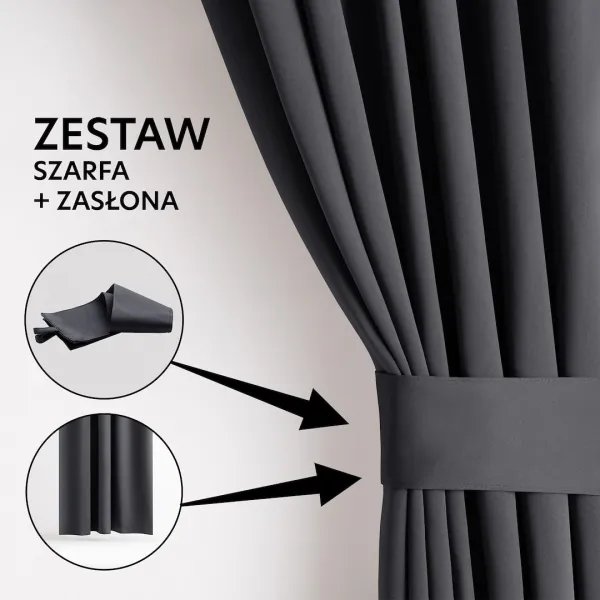Záves AmeliaHome Blackout s multifunkčnou páskou grafitový, veľkosť 140x245