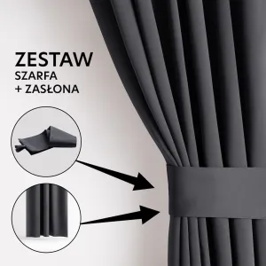 Záves AmeliaHome Blackout s multifunkčnou páskou grafitový, veľkosť 140x245