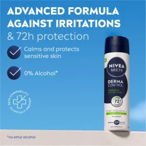 NIVEA MEN Derma Control Sensitive antiperspirant v spreji pre citlivú pokožku 150 ml