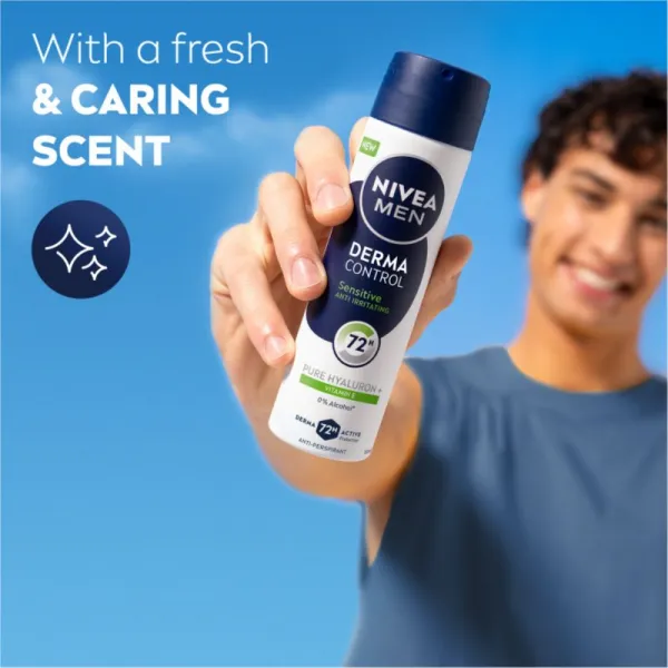 NIVEA MEN Derma Control Sensitive antiperspirant v spreji pre citlivú pokožku 150 ml