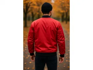 Factory Pánska červená bomber bunda – štýlová jesenná bunda s moderným strihom Farba: Červená, Veľkosť: L