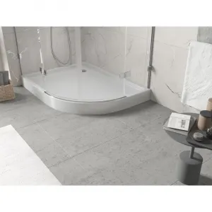MEXEN - Flow+ Sprchová vanička štvrťkruh asymetrická ľavá 100 x 90, biela lesk 46Q109010LH