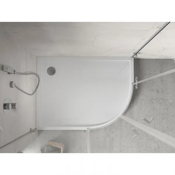 MEXEN - Flow+ Sprchová vanička štvrťkruh asymetrická ľavá 100 x 90, biela lesk 46Q109010LH