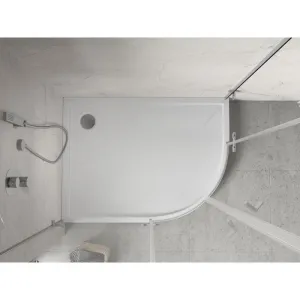 MEXEN - Flow+ Sprchová vanička štvrťkruh asymetrická ľavá 100 x 90, biela lesk 46Q109010LH