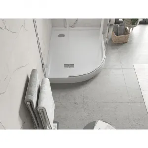 MEXEN - Flow+ Sprchová vanička štvrťkruh asymetrická pravá 100 x 90, biela lesk 46Q109010RH