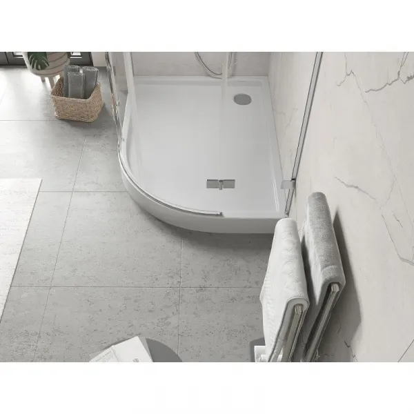 MEXEN - Flow+ Sprchová vanička štvrťkruh asymetrická ľavá 100 x 90, biela lesk 46Q109010LH
