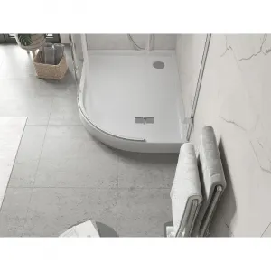 MEXEN - Flow+ Sprchová vanička štvrťkruh asymetrická ľavá 100 x 90, biela lesk 46Q109010LH