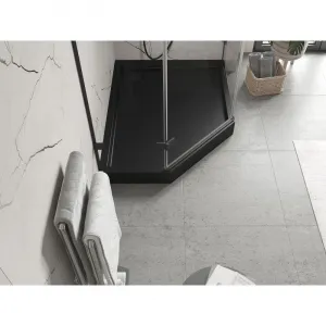 MEXEN - Flow+ päťboká sprchová vanička pravá 100 x 90, čierna mat 46P709010RH