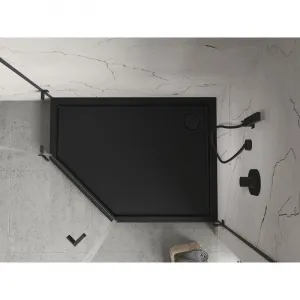 MEXEN - Flow+ päťboká sprchová vanička pravá 100 x 90, čierna mat 46P709010RH