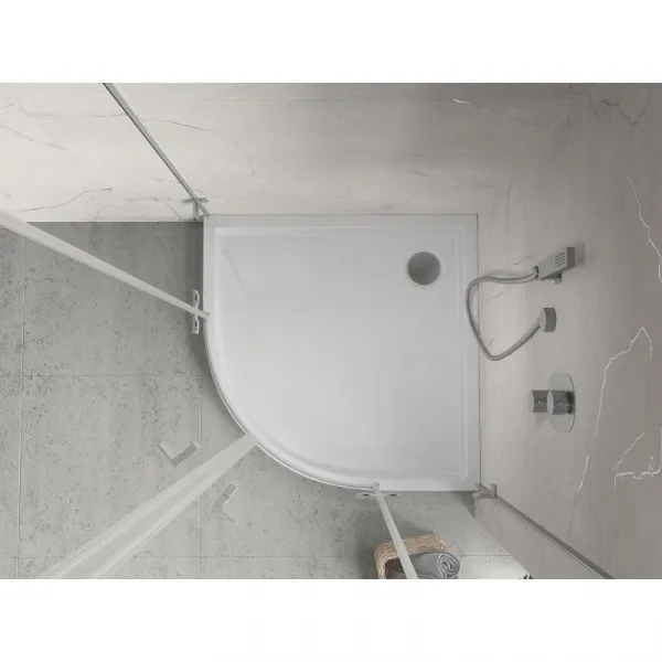 MEXEN - Flow+ Sprchová vanička štvrťkruh 90 x 90, biela lesk 46Q109090H